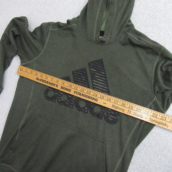 Adidas Mens Pullover Ultimate Hoodie L Green Active Athletic Fleece Logo - Picture 8 of 11